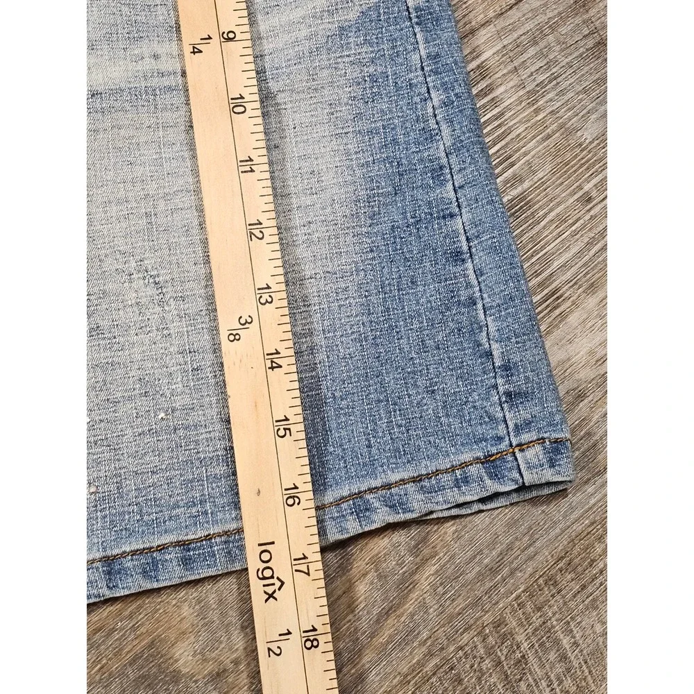 NEESO Premium Jeans Light Wash Rhinestone Denim Mini Skirt Plus Size 22 Y2K
